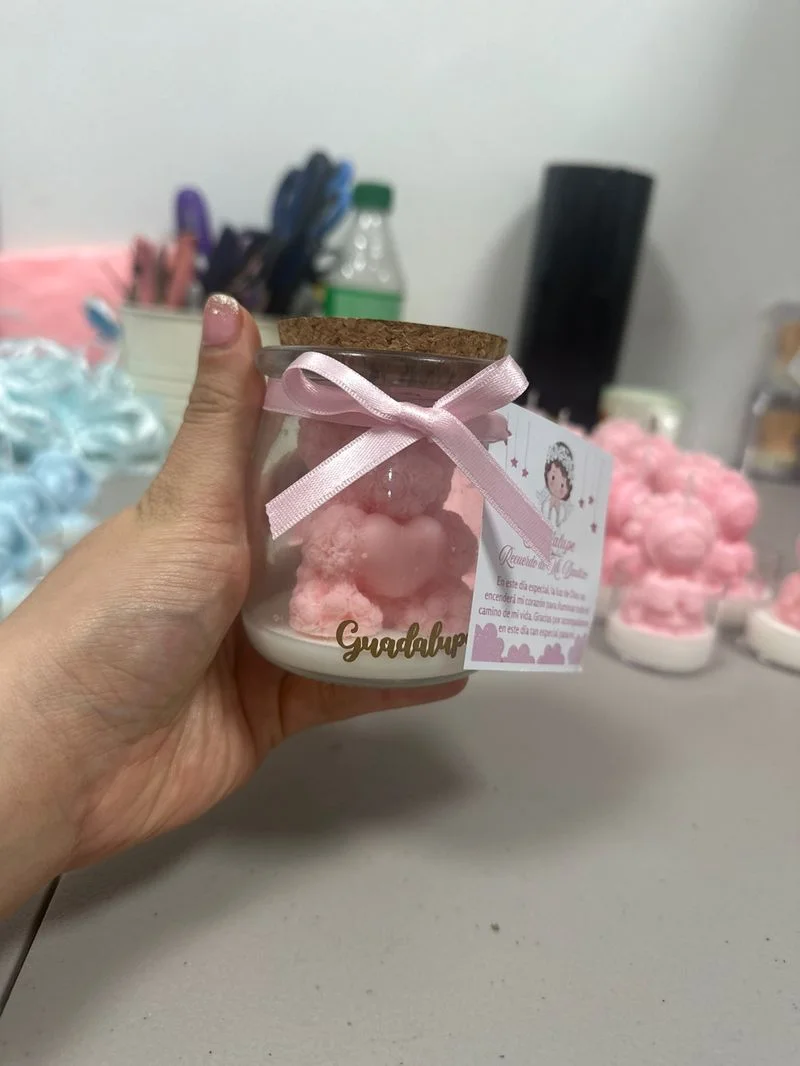 Osito con Rosas en Frasco con Corcho