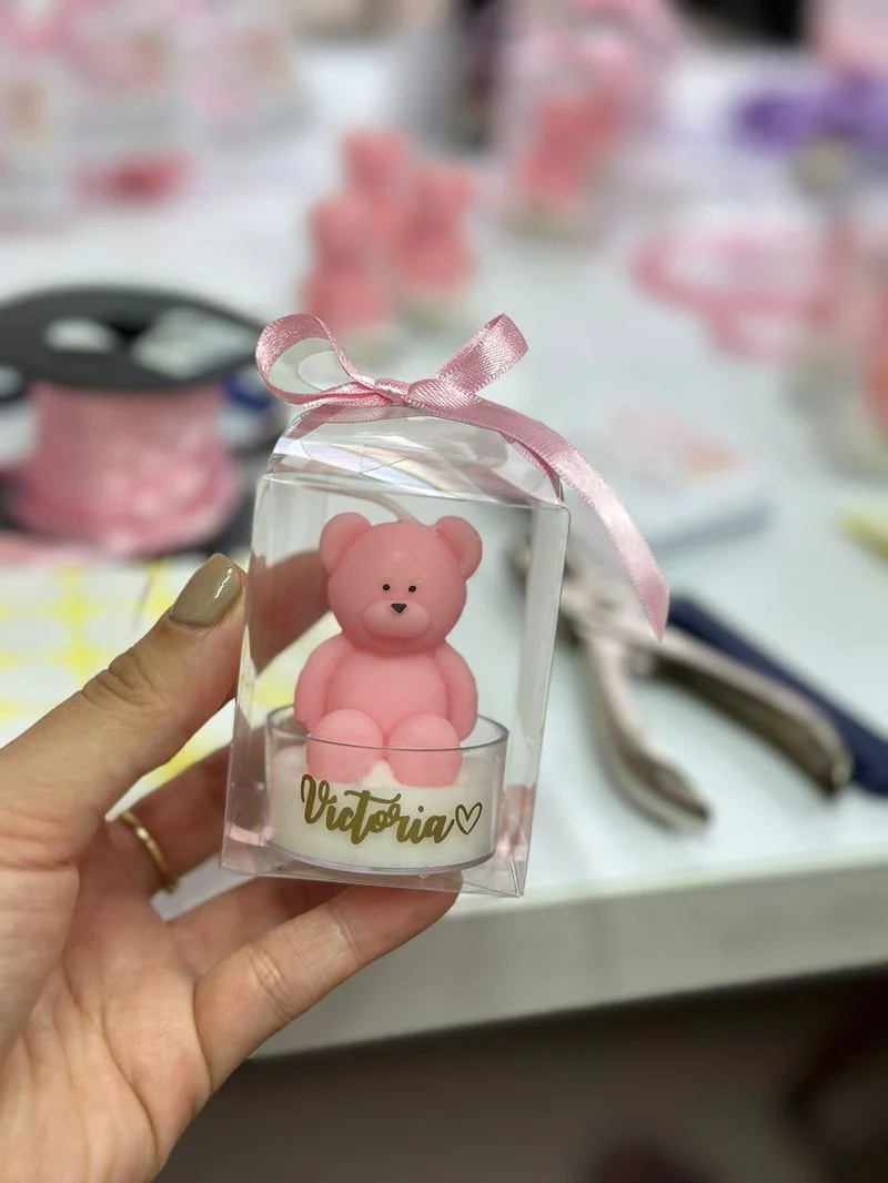 Osito Rosado en Cajita de Acetato