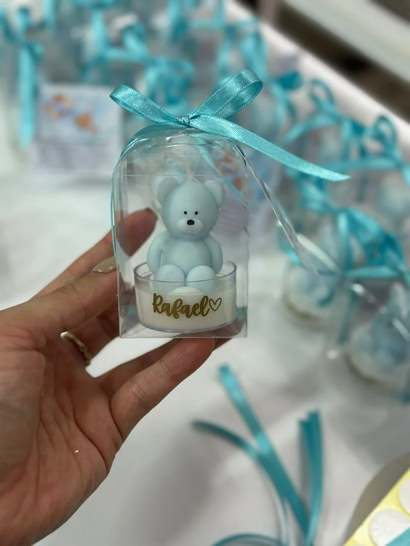 Osito Azul Claro en Cajita de Acetato